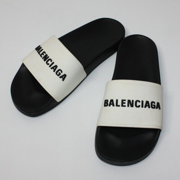 Balenciaga Logo Women's Pool Slides Sandals size EU 40 or US 10 MSRP $395 - Picture 1 of 7